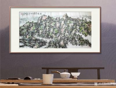 杨牧青日记-名称：大写意国画《浮影美丽河山》规格：137cmx70cm；
款识：浮影美丽河【图1】