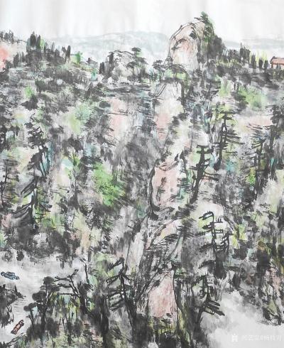 杨牧青日记-名称：大写意国画《浮影美丽河山》规格：137cmx70cm；
款识：浮影美丽河【图3】