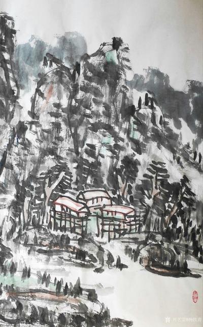 杨牧青日记-名称：大写意国画《仁者好游乐无边》规格：137cmx70cm；
款识：仁者好游【图4】