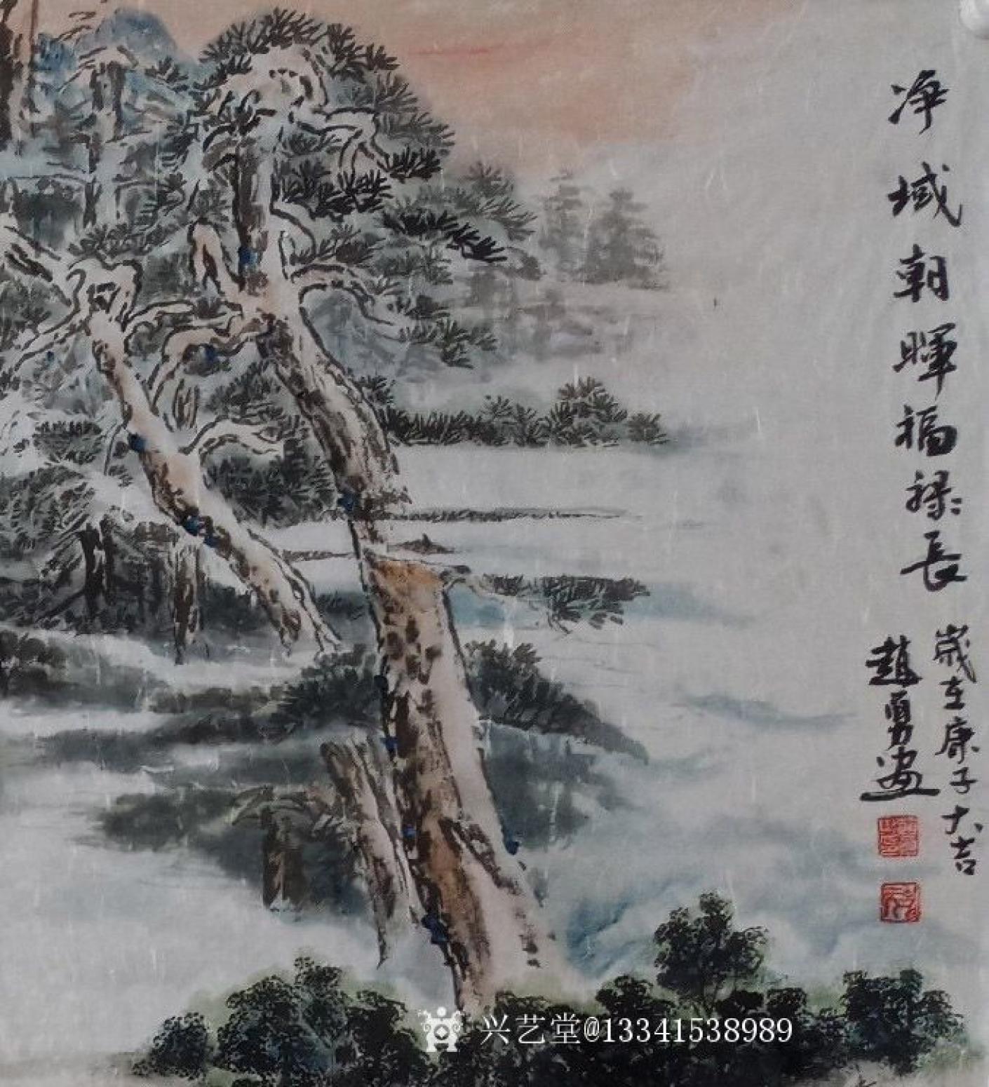 13341538989国画作品《净域朝晖福禄长》【图0】