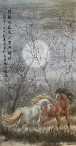 艺术品图片：艺术家刘建国国画作品名称《骏马图-但愿人长久》价格1000.00 元
