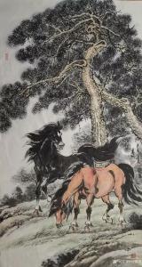 艺术品图片：艺术家刘建国国画作品名称《苍松骏马图》价格1000.00 元