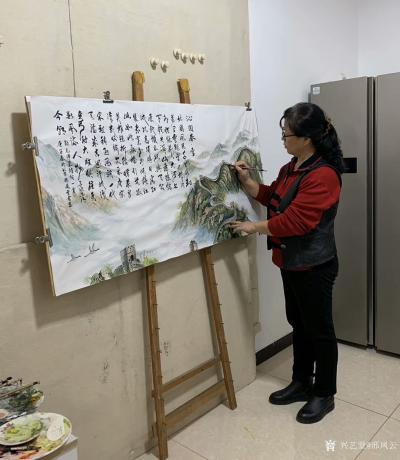 邢凤云日记-国画山水画并题字画《沁园春.雪》，作品尺寸四尺横幅68X138CM;
国画万里【图2】