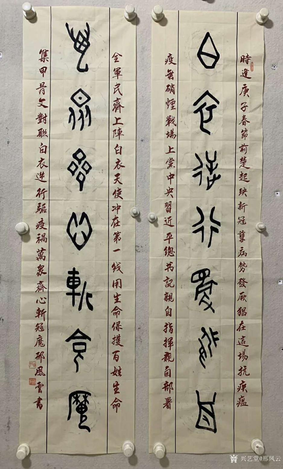邢凤云书法作品《抗疫书法-甲骨文对联》【图0】