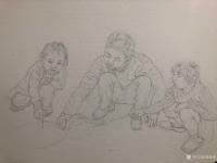 艺术家周海波日记:水彩人物画《不得返学的孩子》；
时间有限，只好关注身边的事【图0】