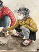 艺术家周海波日记:水彩人物画《不得返学的孩子》；
时间有限，只好关注身边的事【图2】