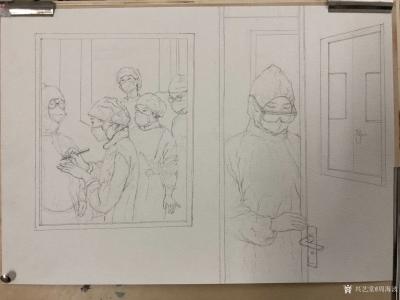 周海波日记-抗疫作品水彩画《我轻轻的关门》进行中....
观点：绘画不仅是画的问题，重要的【图1】