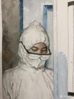 艺术家周海波日记:抗疫作品水彩画《我轻轻的关门》进行中....
观点：绘画不【图2】