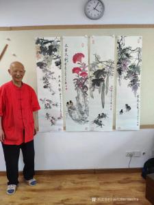 艺术品图片：艺术家字画代理威977805476国画作品名称《董长青条屏作品》议价