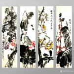 甘庆琼日志-国画写意花鸟画《春夏秋冬》，尺寸四条屏138x68cm；
【图5】