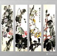 艺术家甘庆琼日记:国画写意花鸟画《春夏秋冬》，尺寸四条屏138x68cm；
【图4】