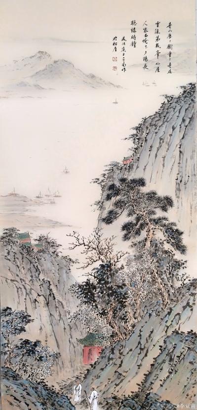 李亚南日记-国画山水画《烟笼古寺》，作品尺寸150cmx70cm；
第二幅国画人物山水画《【图2】