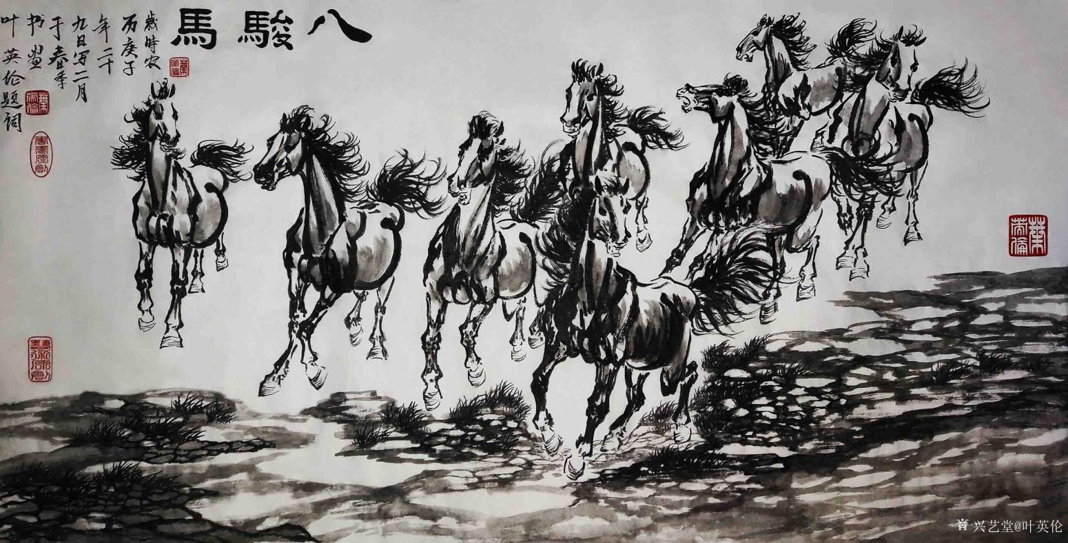 八匹马的名画,八匹马简笔画,八匹马_大山谷图库