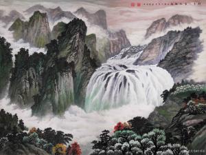 艺术品图片：艺术家叶英伦国画作品名称《胜景人家乐融融》价格6200.00 元