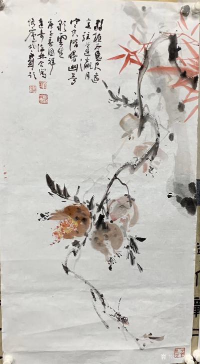 丁国祥收藏-著名书法家胡永刚老师和画家谷海林老师、丁国祥老师、达奇老师四位老师合作的国画花鸟【图4】