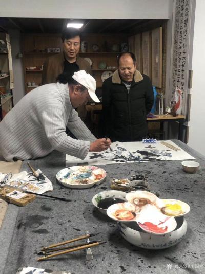 丁国祥收藏-著名书法家胡永刚老师和画家谷海林老师、丁国祥老师、达奇老师四位老师合作的国画花鸟【图5】