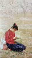 艺术家凌振宁日记:油画人物画《穿红衣服的农家姑娘》；
画的是一种情怀，看画似【图3】