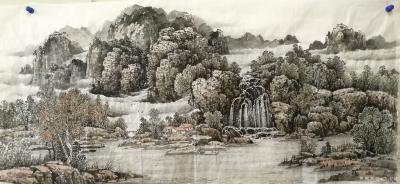 陈庆明日记-新创作的6尺国画山水画作品《春之韵》，愿祖国的江山春意盎然，人民安居乐业，愿朋友【图1】