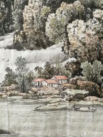 陈庆明日记-新创作的6尺国画山水画作品《春之韵》，愿祖国的江山春意盎然，人民安居乐业，愿朋友【图3】