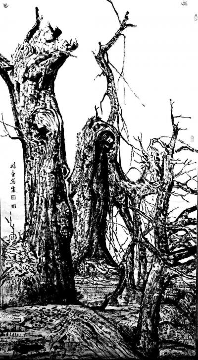 马培童日记-童心写历（2）焦墨艺术特点之“焦”、“枯”、“韵”。
  焦墨艺术之路上，形成【图1】