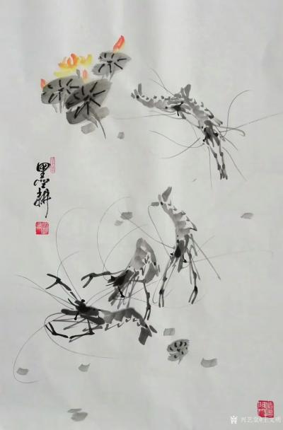 王文明日记-国画虾荷图三幅，练笔作品，两两组合，亲能看出三幅作品中虾荷的差别么？【图3】