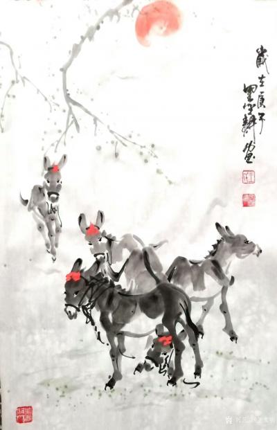 王文明日记-国画写意毛驴作品，“终生无所求，但得草饱腹。”庚子年夏月王文明特色毛驴练笔作品欣【图2】