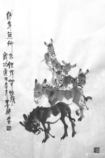 王文明日记-国画写意毛驴作品，“终生无所求，但得草饱腹。”庚子年夏月王文明特色毛驴练笔作品欣【图3】