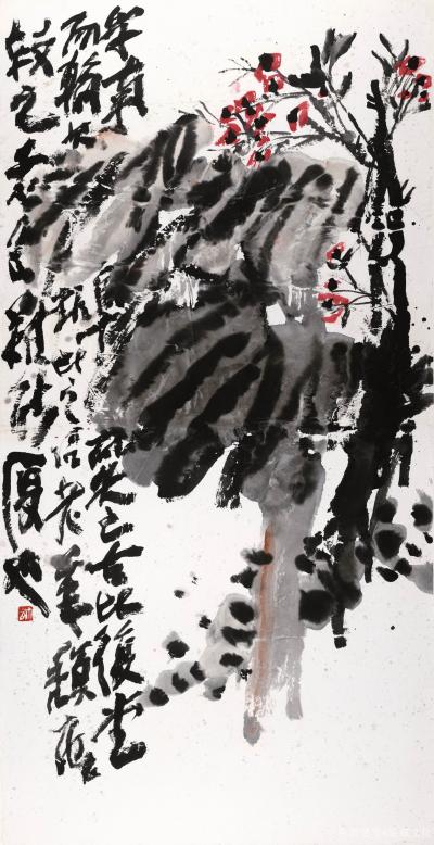 鉴藏文化收藏-作品名称：拟吴昌硕先生
类别：写意花鸟
尺寸：140：70
款识：学南原而【图1】