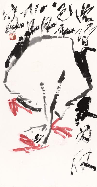 鉴藏文化收藏-作品名称：鹅鹅鹅
类别：写意花鸟
尺寸：66:33
款识：己亥
钤印：大【图1】