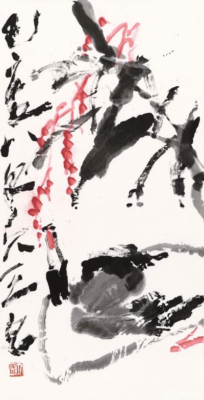 鉴藏文化日记-作品名称：学白石；类别：写意花鸟
尺寸：66:33
款识：己亥
钤印：大有【图1】