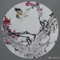 艺术家李伟强日记:国画花鸟画《林红柿子繁》《红梅小品画》尺寸四尺斗方68X68【图1】