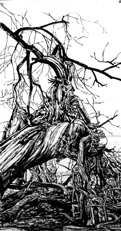 马培童日记-童心写历（4）焦墨画大写意特点一（即兴画大写意和创作大写意）。
  焦墨画看起【图2】