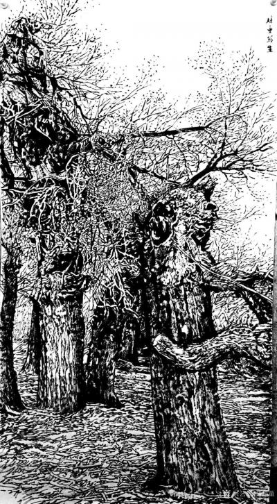 马培童日记-童心写历（5）焦墨画大写意特色二（枯笔渴墨是情感的真实流露）。
  焦墨大写意【图4】