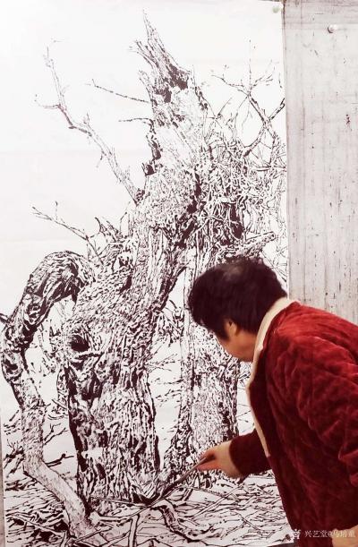 马培童日记-童心写历（5）焦墨画大写意特色二（枯笔渴墨是情感的真实流露）。
  焦墨大写意【图5】