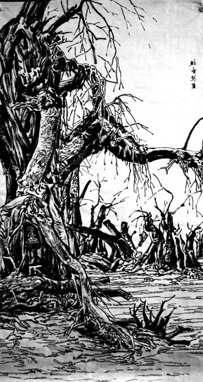 马培童日记-童心写历（6）焦墨画大写意特色三（下笔一气而成）。
  焦墨大写意也要一气呵成【图1】