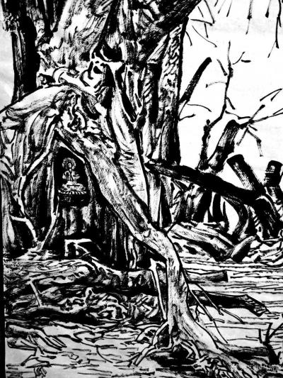 马培童日记-童心写历（6）焦墨画大写意特色三（下笔一气而成）。
  焦墨大写意也要一气呵成【图2】