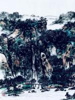 艺术家龚光万日记:国画山水画《 溪山春晓 》写意山水画；作品尺寸六尺横幅178【图2】