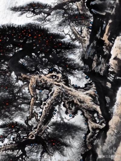 罗树辉日记-国画山水松树《万斛珠玉倾天来》，作品尺寸四尺竖幅，丁酉年春罗树辉创作于广州。【图2】