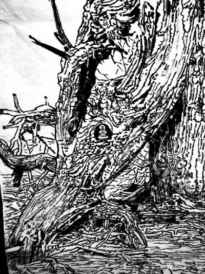 马培童日记-《焦墨大写意中的用枯笔枯浓枯焦的变化》童心写历（7）焦墨画大写意特色四；
  【图2】