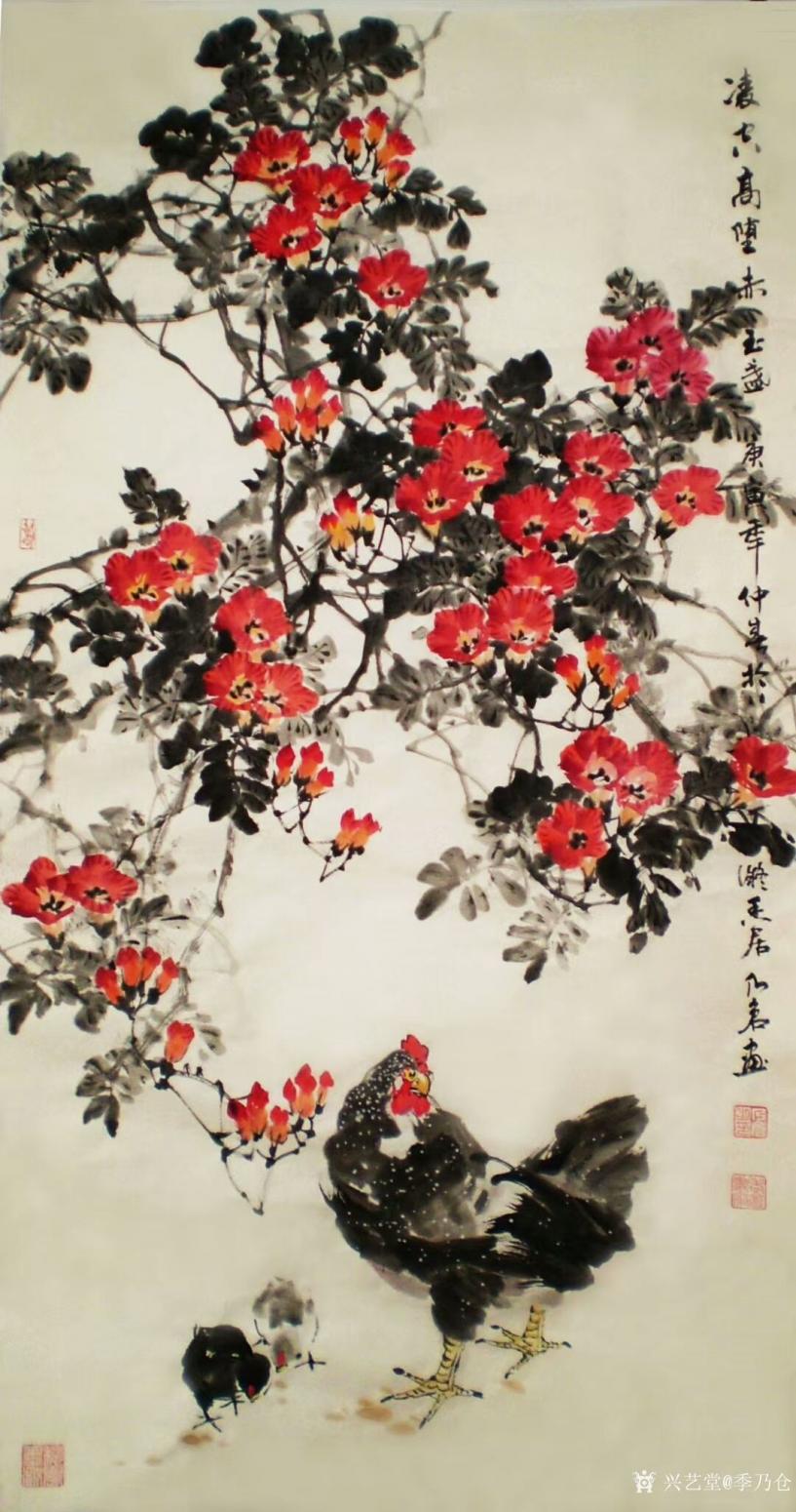 季乃仓国画作品《花鸟-事事如意》