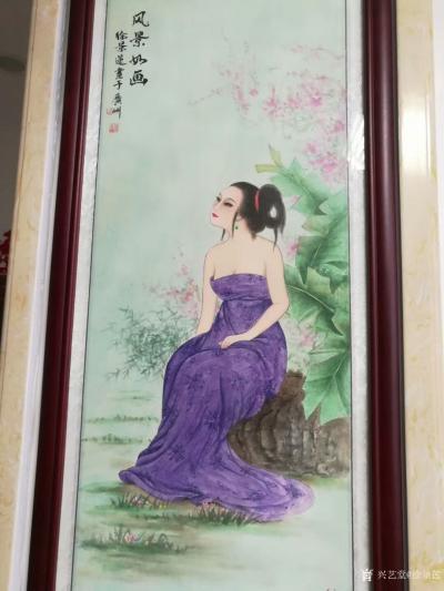 徐景莲日记-国画古典美女图《风景如画》等两幅作品，请欣赏;
 如果出现心情烦躁，我会黎明时【图1】