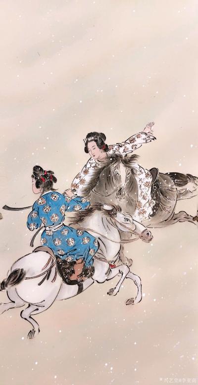 李亚南日记-国画人物画《唐人击鞠图》作品尺寸140cmx35cmx4；
李亚南，1973年【图8】