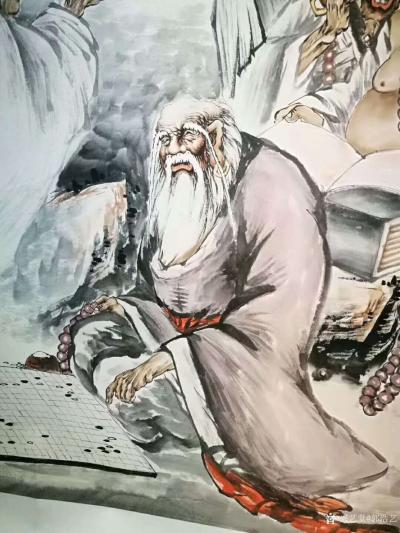 郭浩艺日记-郭浩艺国画人物画《十八罗汉》，局部图，作品尺寸丈六193CM*504CM，甲午年【图5】
