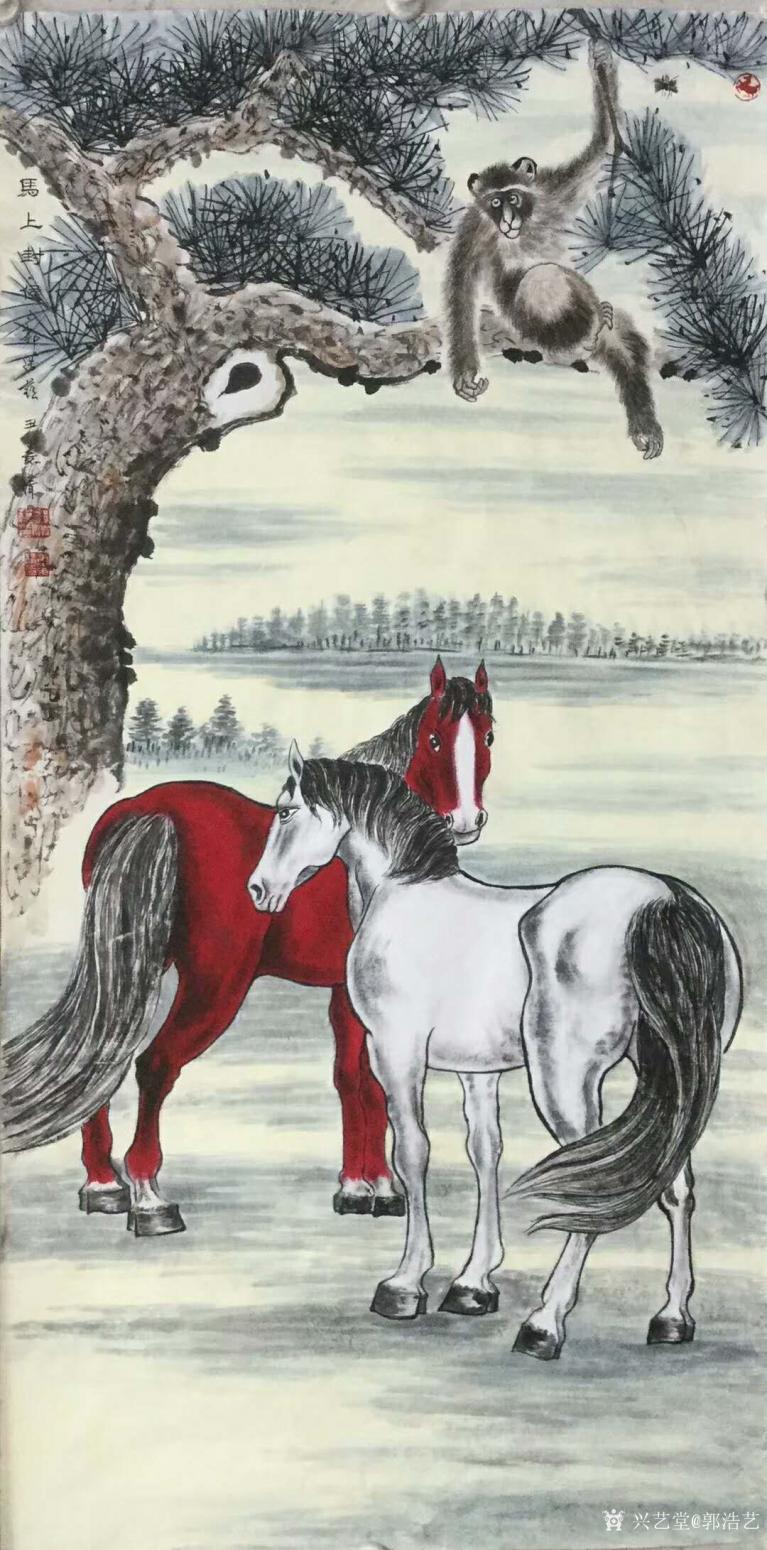 郭浩艺国画作品《马-马上封侯》【图1】