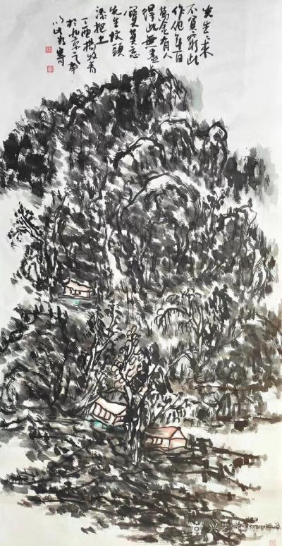 杨牧青日记-大写意国画《先生生来不贫穷》
规格：136cmx68cm/8平尺/老宣纸 
【图1】