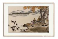 艺术家石广生日记:国画山水画《湖畔花鸭》，作品尺寸三尺竖幅，庚子年石广生表意画【图0】