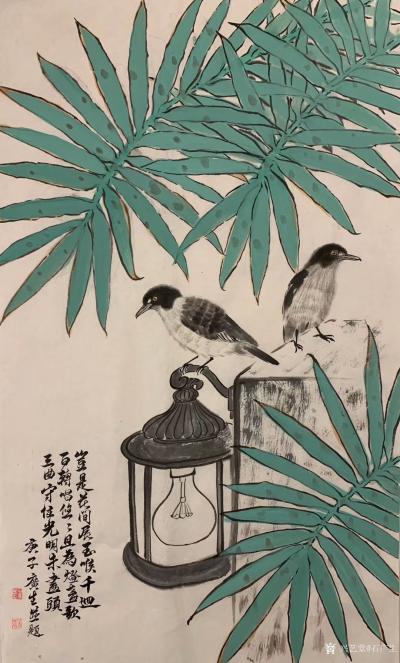 石广生日记-国画花鸟画《守住光明》，作品尺寸三尺竖幅，庚子年石广生表意画作品；
是日偶见小【图3】