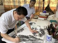 艺术家罗树辉收藏:共创国画人物画《悟禅图》，作品尺寸四尺横幅68X138CM;【图4】