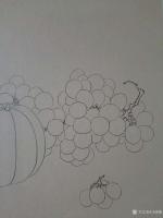 艺术家马晓薇日记:为学员示范水果国画白描写生画法；西瓜写生、葡萄写生；【图3】