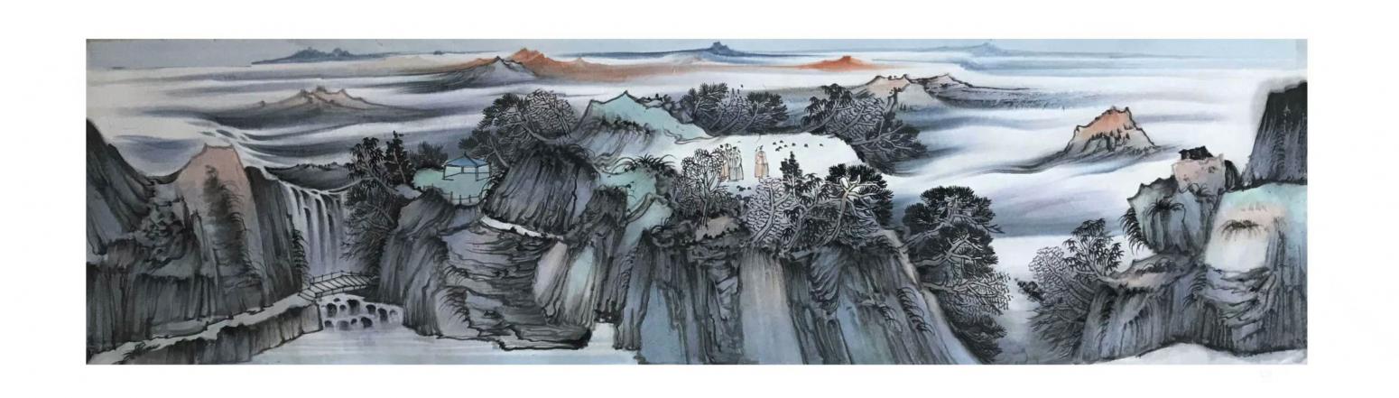 任振山国画作品《古意山水画》